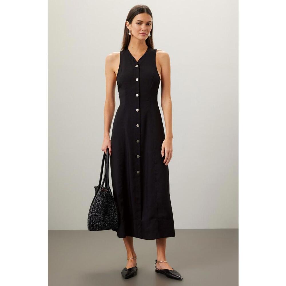Proenza Schouler White Label Rumbled Button Front Dress Black Size 2 (READ)